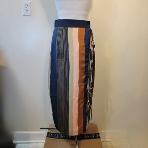 Foxiedox: Women's Small Striped Colorful Faux Wrap Maxi- length skirt